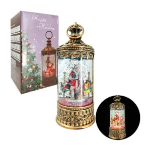Lámpara decorativa, cilíndrica, navideña musical y figura encapsulada…