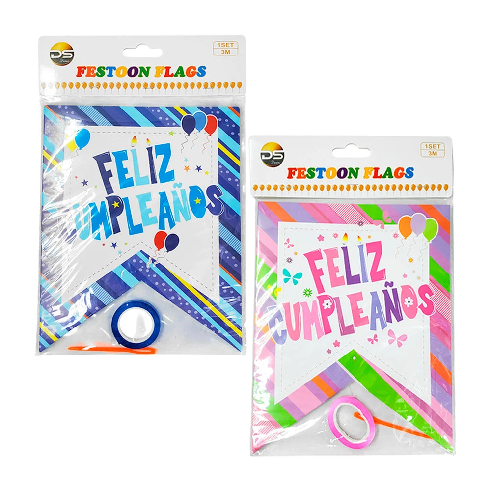 Banderín guirnalda decorativa de feliz cumpleaños, 3m / festoon flags…