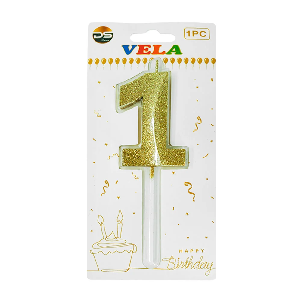1pza Vela de brillantina dorada con el no.1 para pastel de cumpleaños…