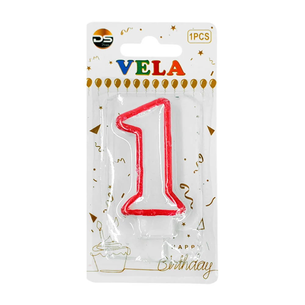 1pza Vela blanca - orilla rosa con el no.1 para el pastel de cumpleañ…