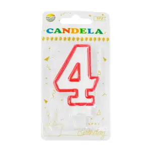1pza Vela blanca - orilla rosa con el no.4 para el pastel de cumpleañ…