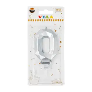 1pza Vela con efecto metálico plateado y forma no.0 para pastel / ds0…