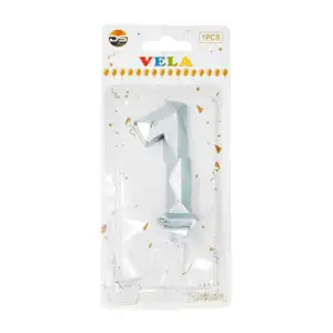 1pza Vela con efecto metálico plateado y forma no.1 para pastel / ds0…