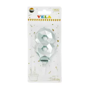 1pza Vela con efecto metálico plateado y forma no.8 para pastel / ds0…