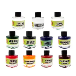 Frasco mini de vidrio con diferente esencia aromatizante, variedad de…