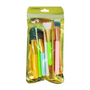 Paquete con 10 brochas para maquillaje con cerdas suaves, mango de co…