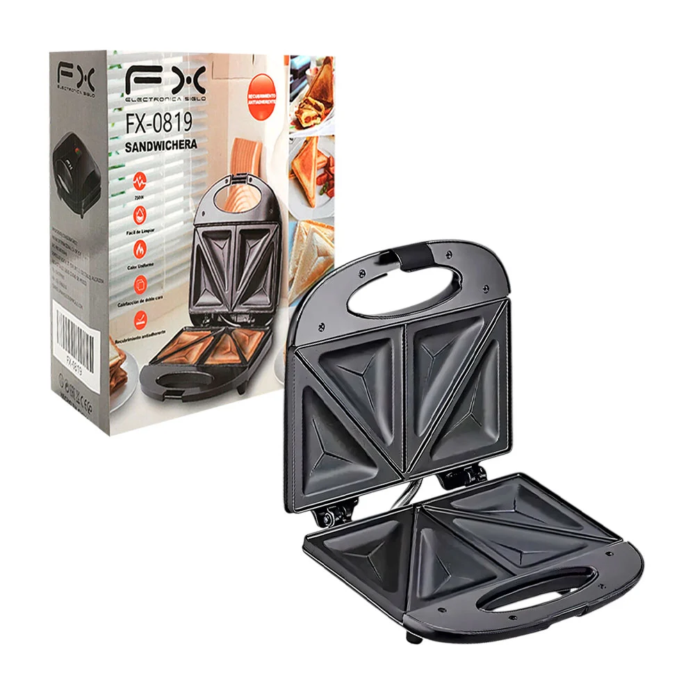 Sandwichera eléctrica antiadherente con 2 compartimentos con doble ca…