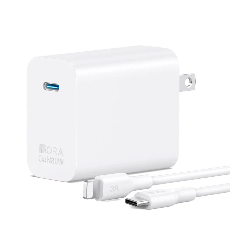 Combo cargador 1 hora, carga rápida 30w usb-c y cable tipo c a lighti…