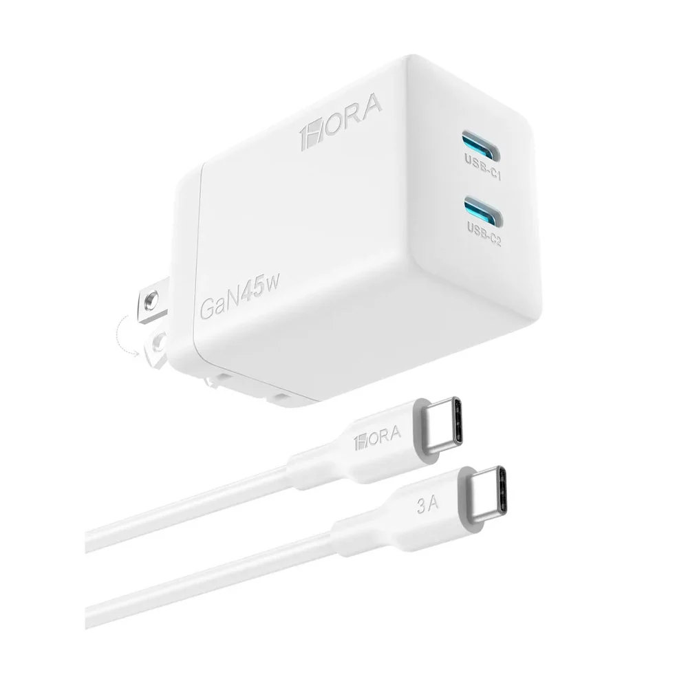 Combo cargador 1hora, carga rápida 45w con doble puerto usb-c y cable…