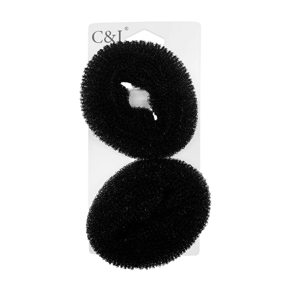 Set de 2 donas mediana para peinados, color negro / hr1021