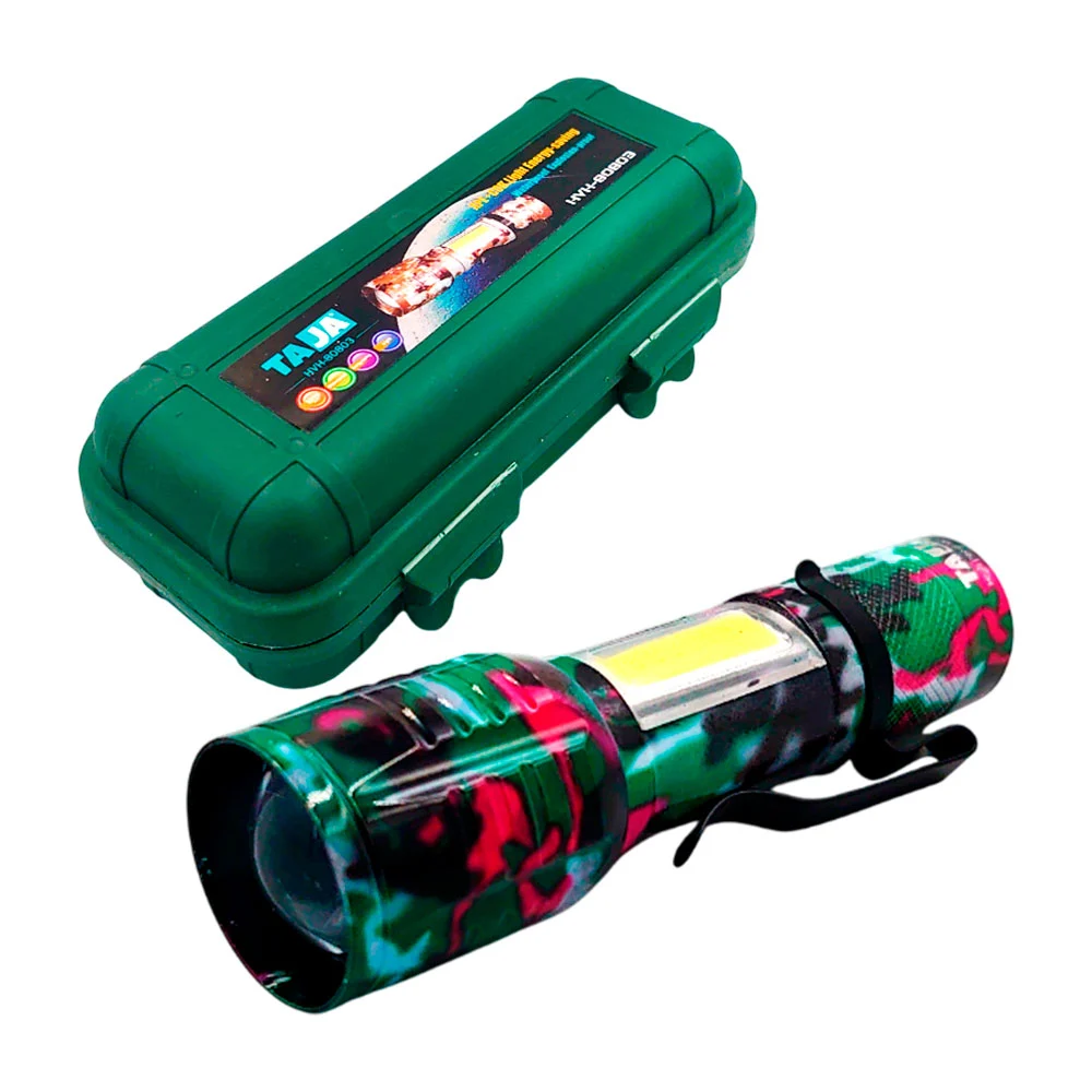 Linterna pequeña recargable, diseño de camuflaje y 3 modos de luz / h…