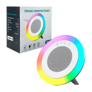 Bocina inalámbrica bluetooth portatil con diseño redondo y luces rgb …