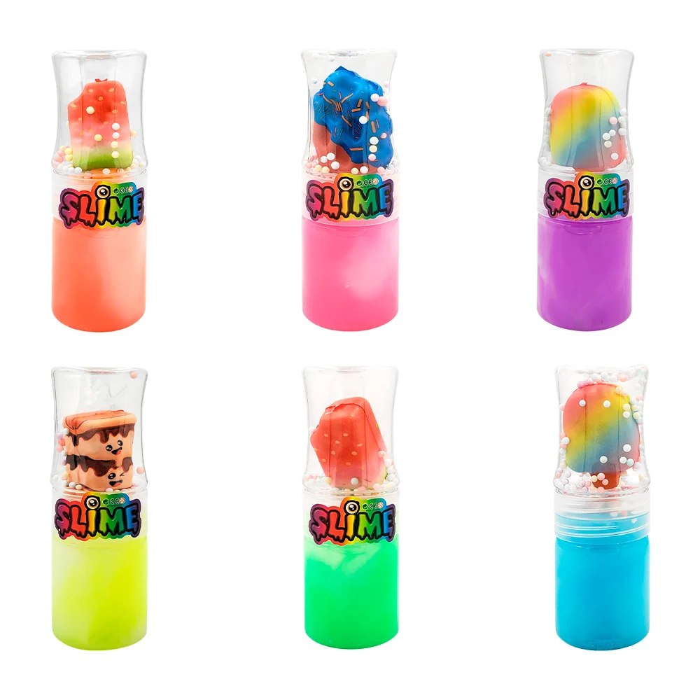 Mini bote de slime con bolitas de colores neon + squeeze / j1232