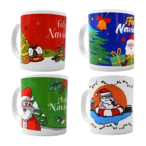 Taza de cerámica con estampado navideño de santa claus + frase feliz …
