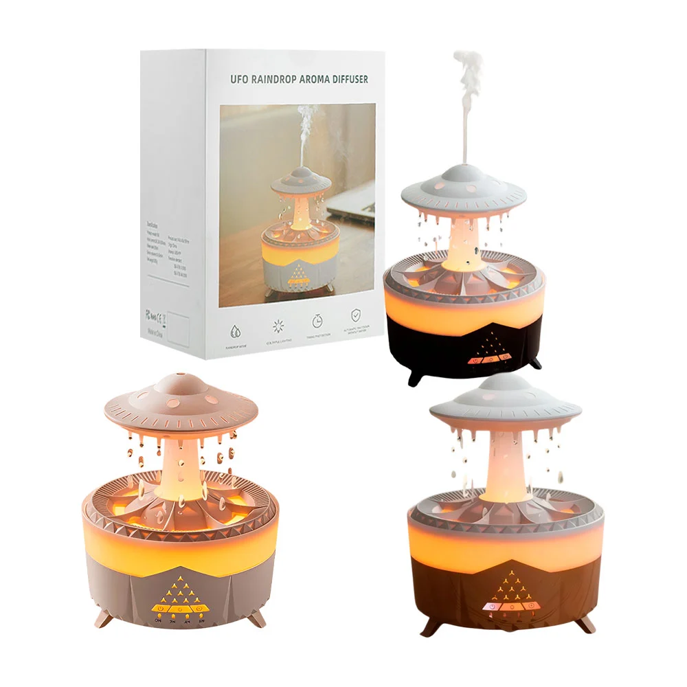 Humidificador ultrasónico para aromaterapia con efecto de lluvia, var…