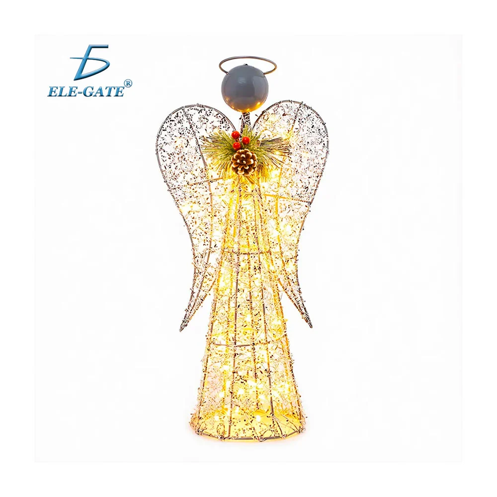 Ángel decorativo navideño con luces led en tonos cálidos / led.92