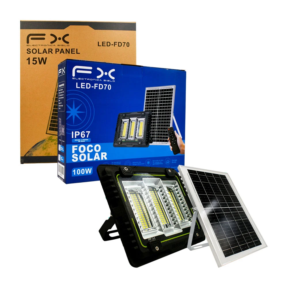 Reflector led, 100w, grado impermeable + panel solar y control remoto…
