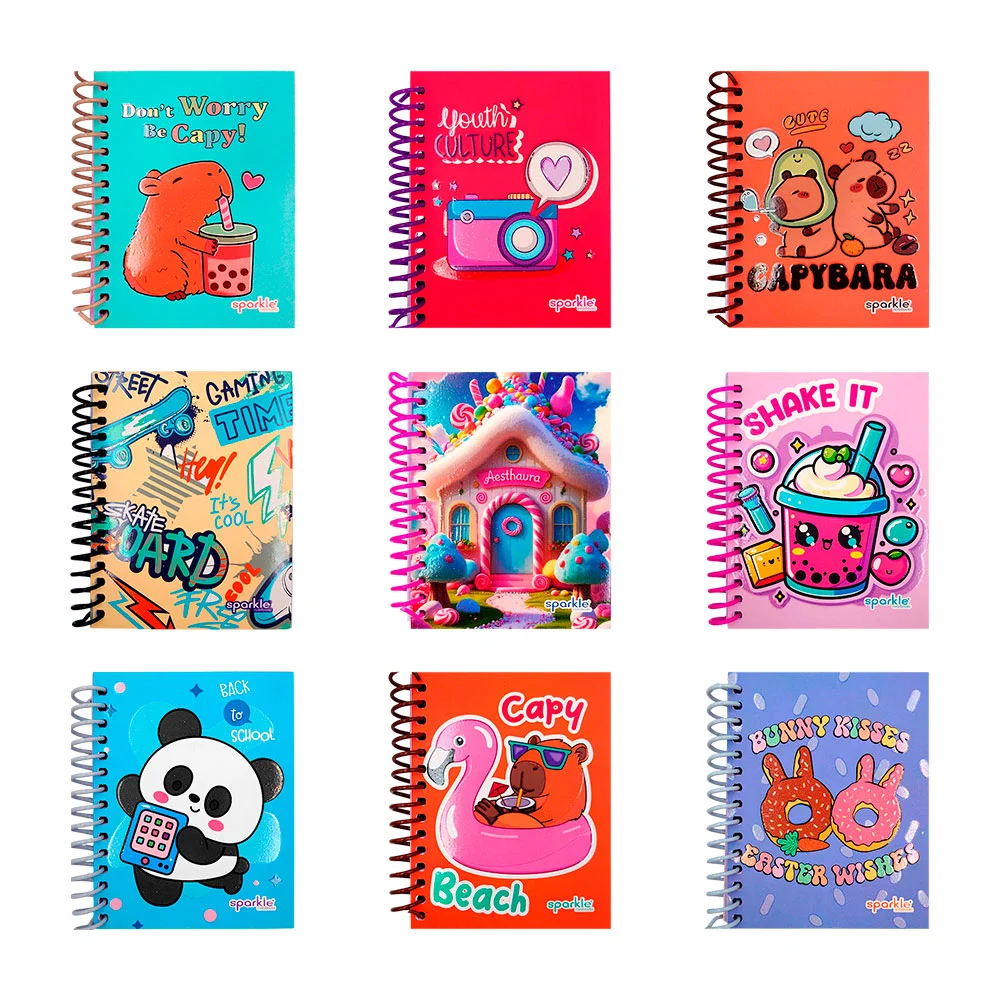 Libreta pocket sparkle de 70 hojas, espiral de plástico y estampado p…