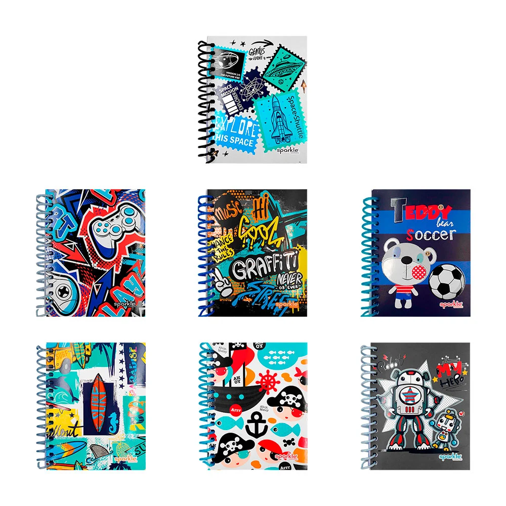 Libreta pocket sparkle de 70 hojas, espiral de plástico y estampado p…