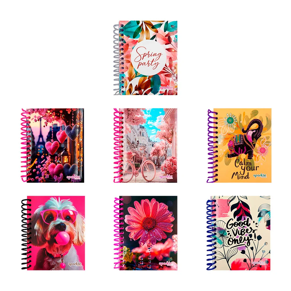 Libreta pocket sparkle de 100 hojas, semirrígida, espiral de plástico…