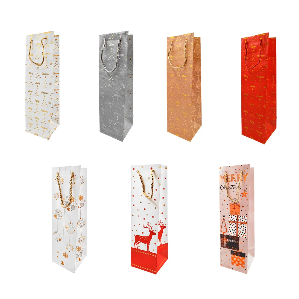 Bolsa para botella, estampado navideño, detalles metálicos, variedad …