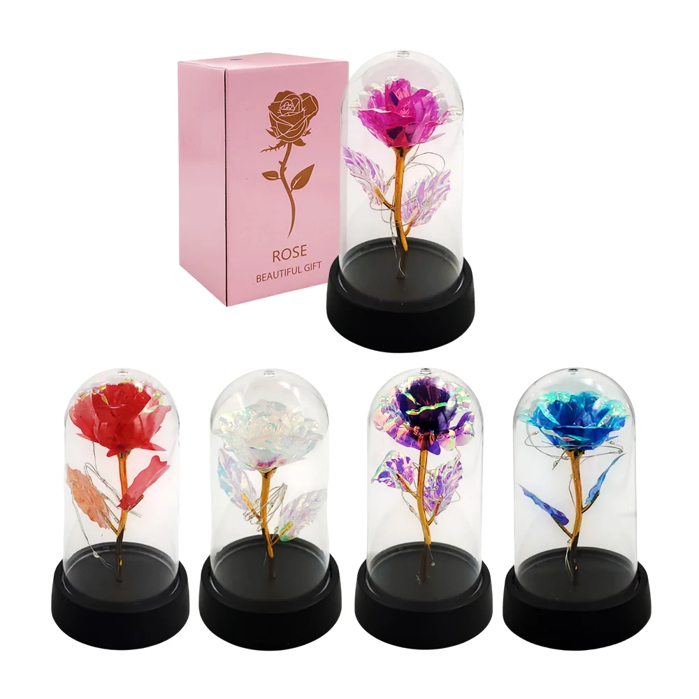 Lámpara decorativa de cristal con rosa encapsulada, varios colores / …