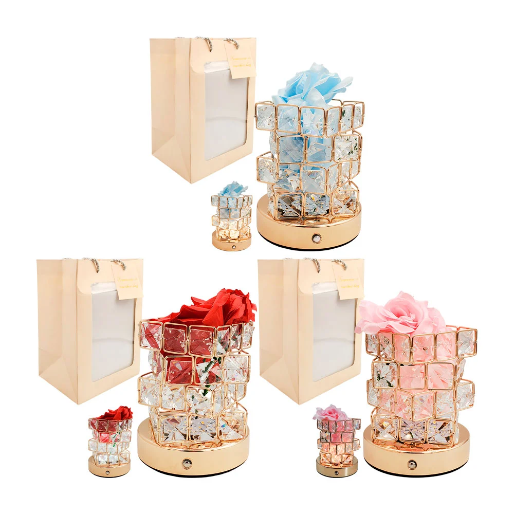 Bolsa de regalo con lámpara decorativo tipo florero con rosas artific…