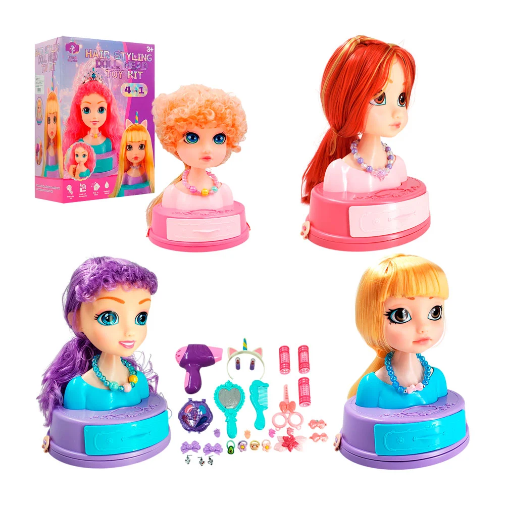 Maniqui cabeza de muñeca para peinar y maquillar + accesorios, varios…