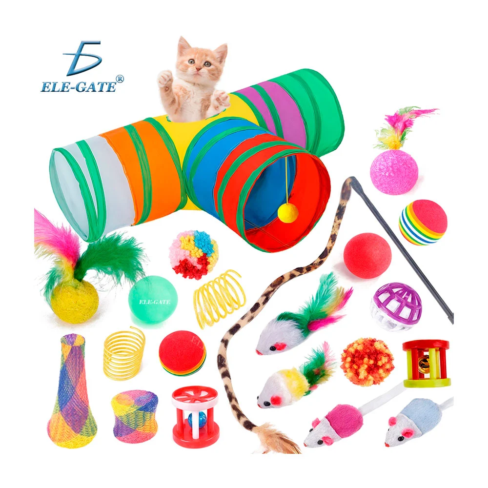 Kit con juguete tipo túnel triple con diversos juguetes para gato / m…