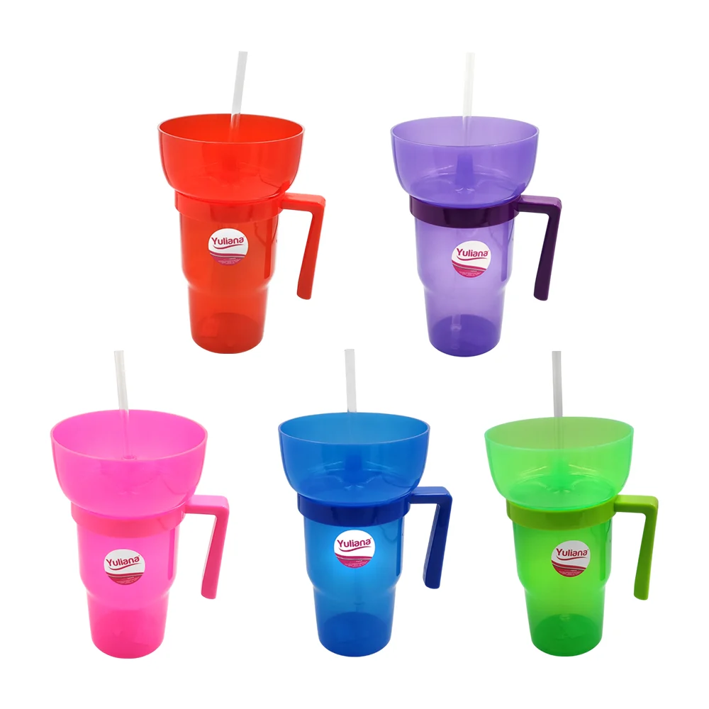 Vaso botanero de plástico de 800ml con asa + bowl y popote de plástic…