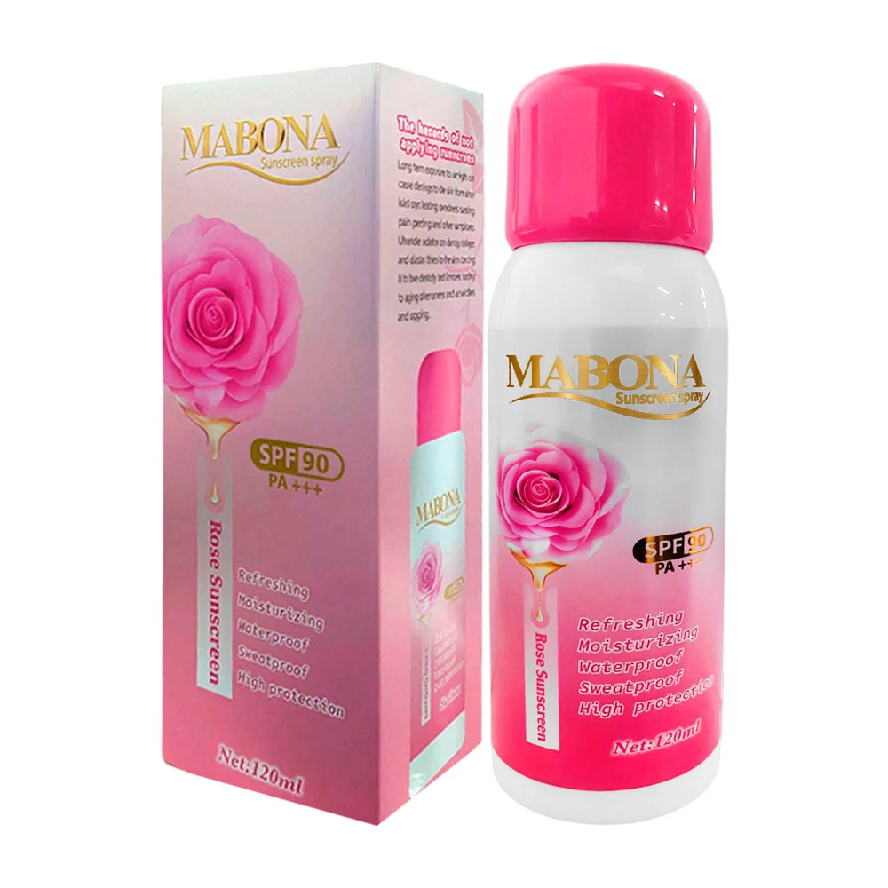 Bloqueador solar en spray, spf 90 con extracto de rosas, 120ml