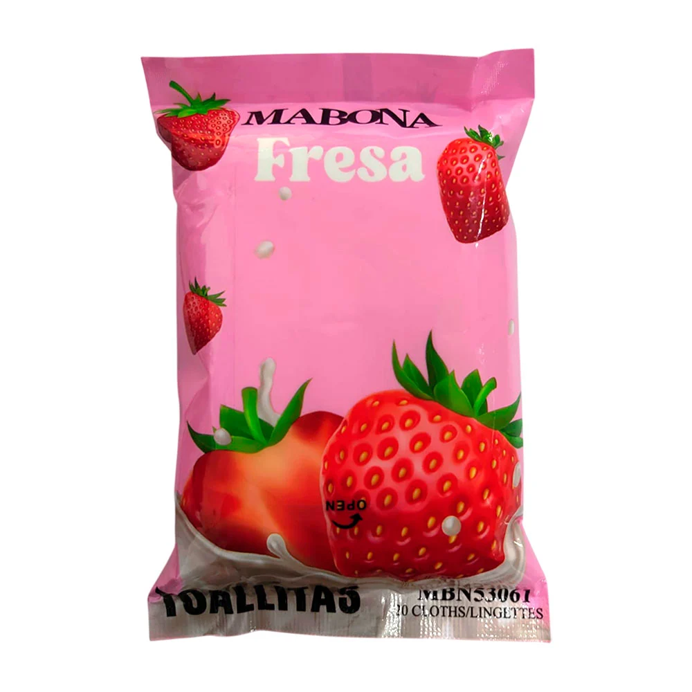 Paquete con 20 toallitas desmaquillantes, aroma a fresa