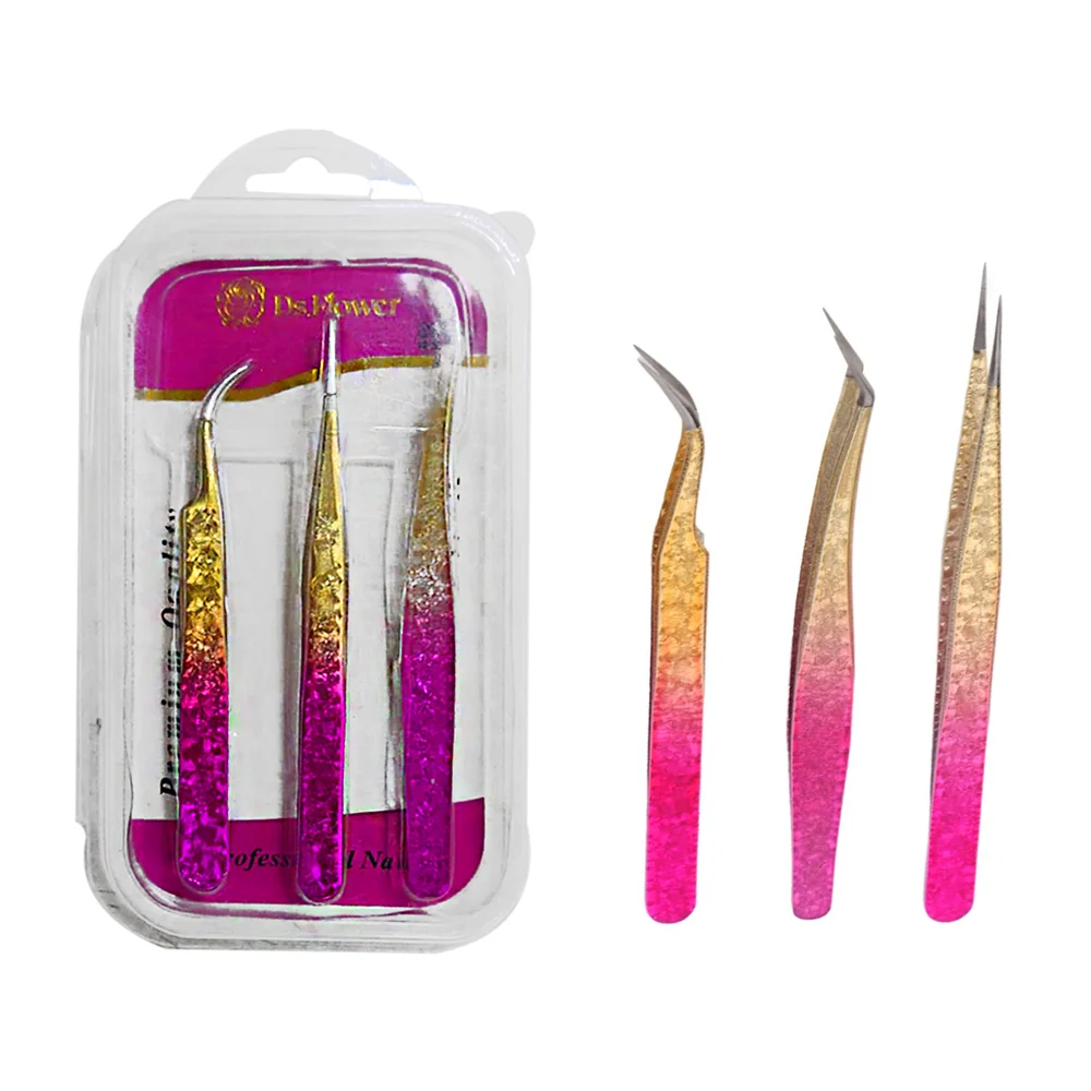Blíster con 3 herramientas para aplicar pestañas, bicolor efecto torn…