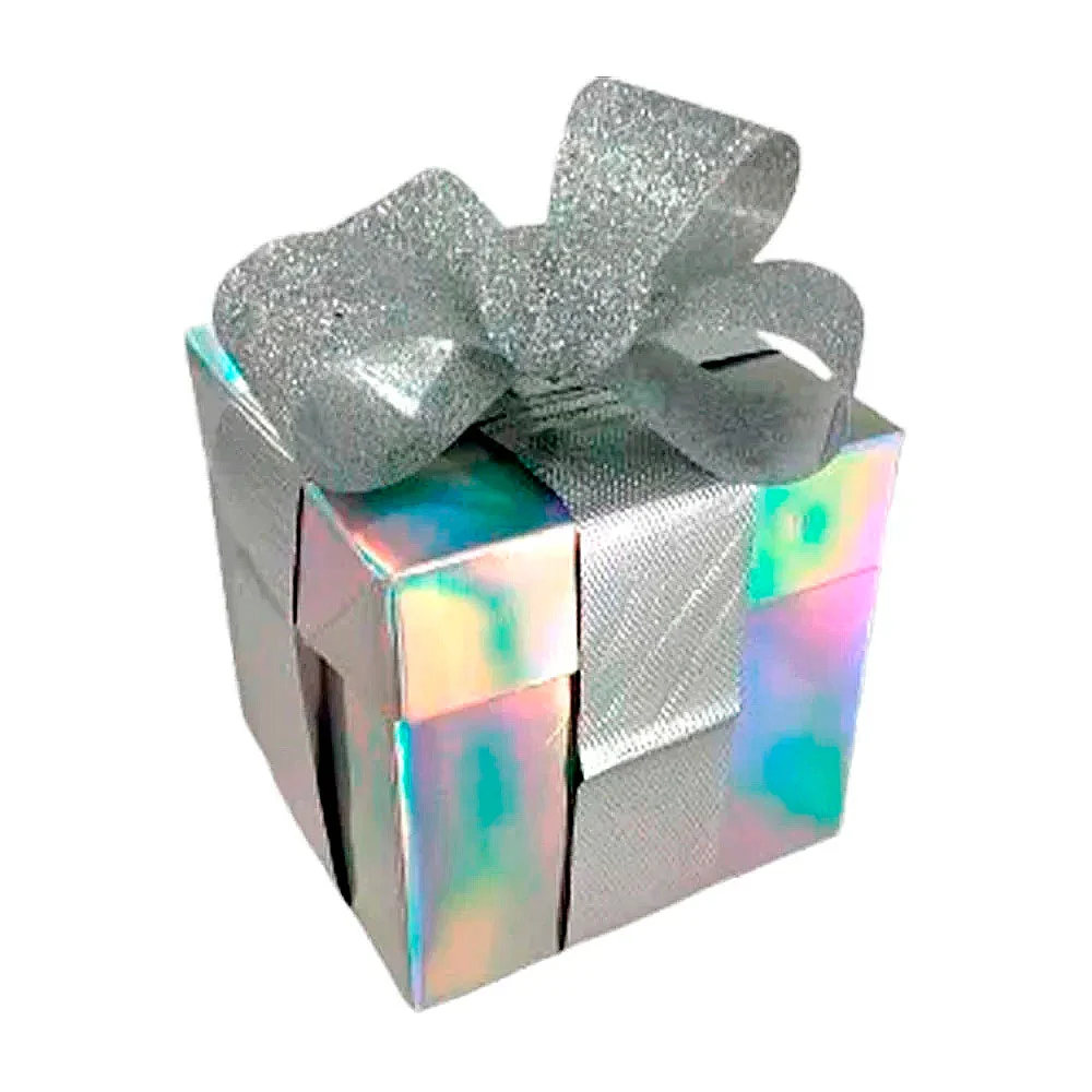 Caja armable de regalo mediana con efecto tornasol, 15x15x15cm / qld0…