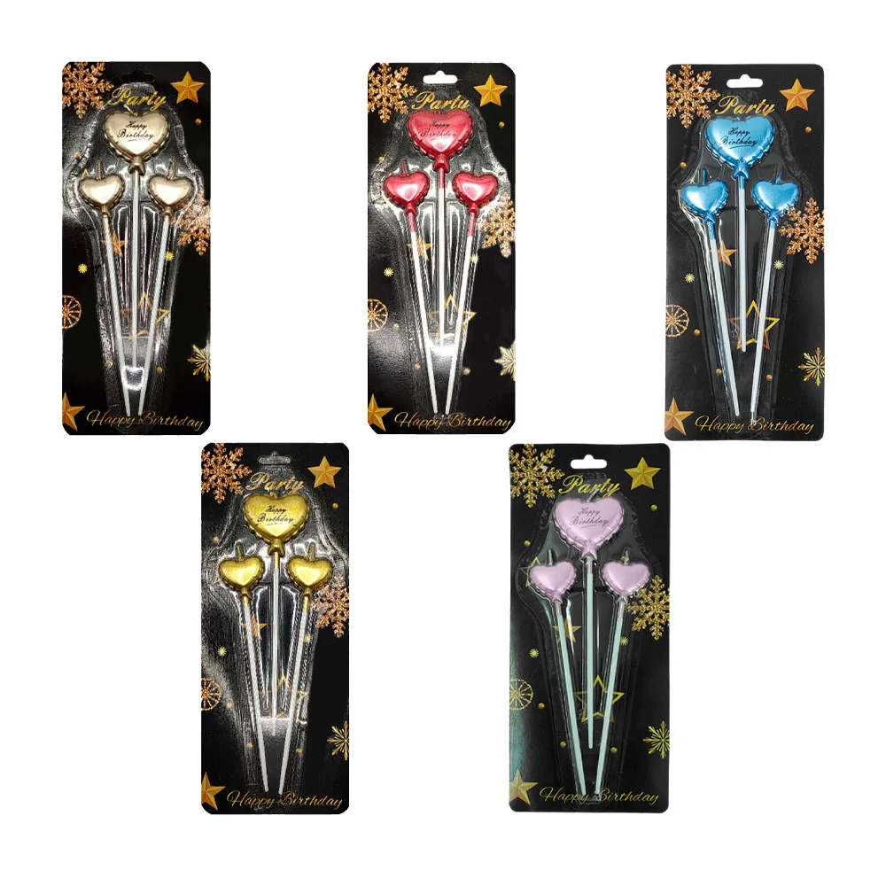 Blíster con 3 velas happy birthday en forma de corazón, variedad de c…