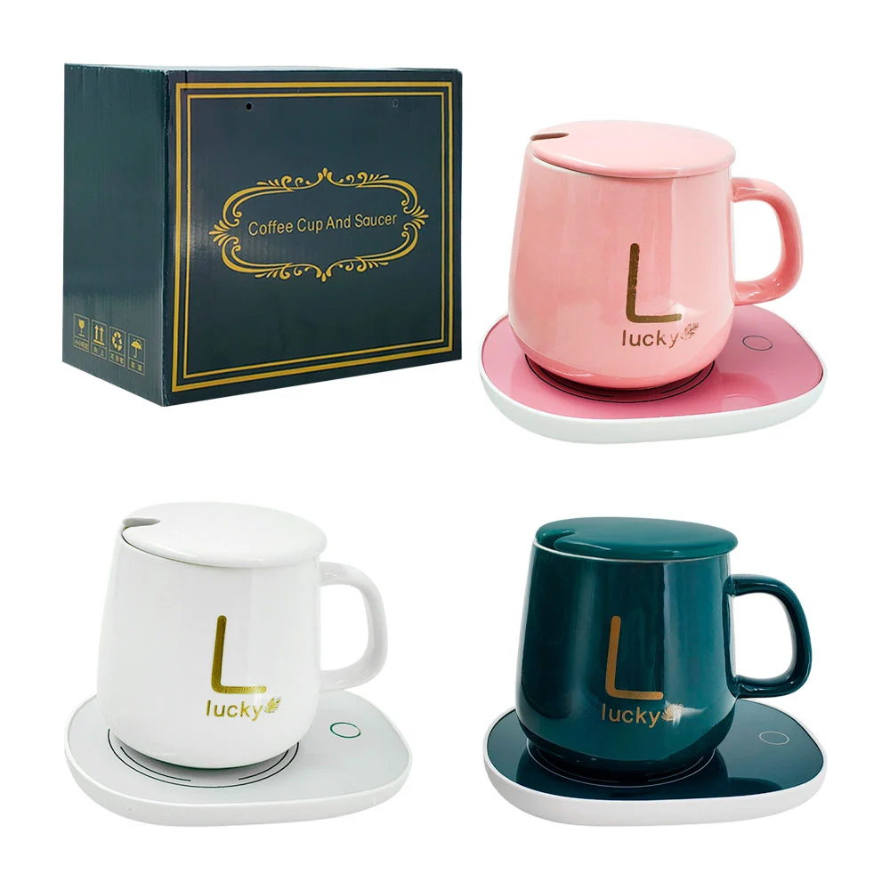 Taza de cerámica con calentador portátil + tapa y diseño, variedad de…