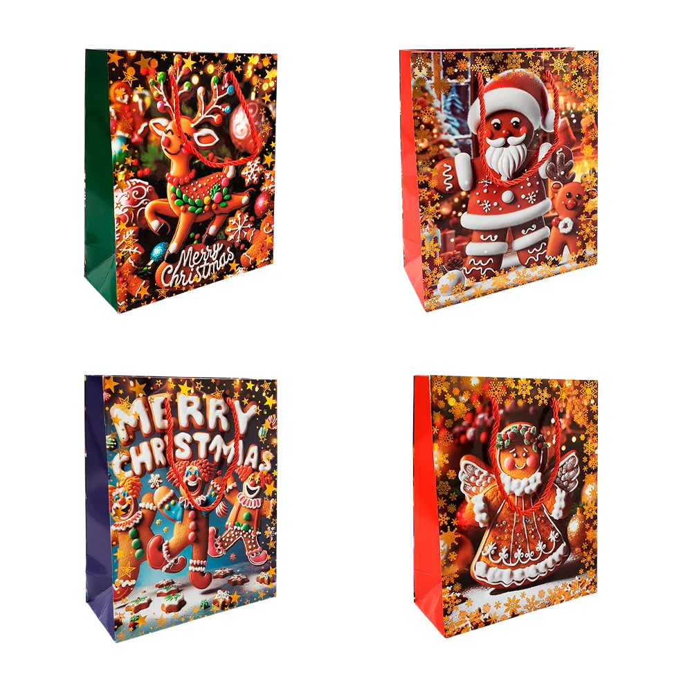 1pza Bolsa de regalo chica 18x23x8cm o 18x23x10cm con diseño navideño…