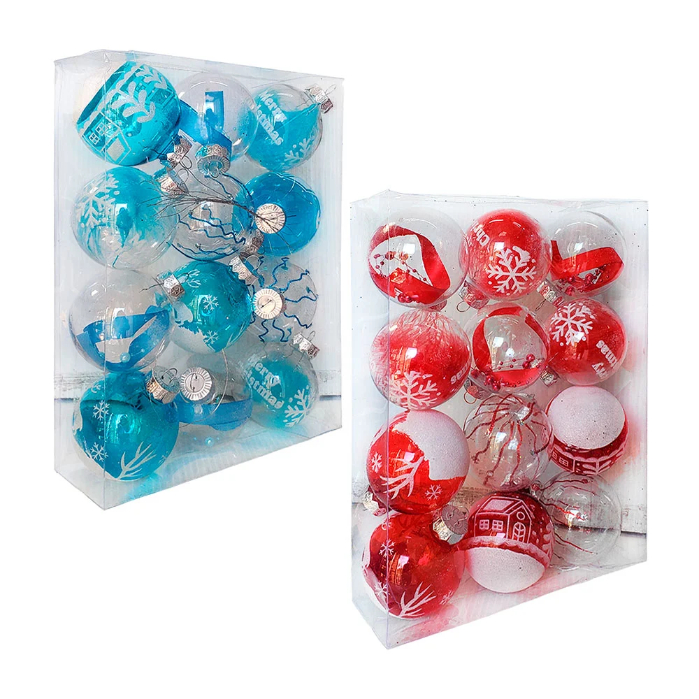12 esferas de plástico transparente, 9cm, decoración diamantado merry…