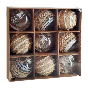 Paquete con 9 esferas de plástico texturizadas, 9cm, decoradas al est…