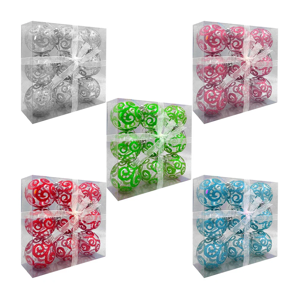 Paquete con 9 esferas transparentes de plástico, 6cm, decoradas con d…