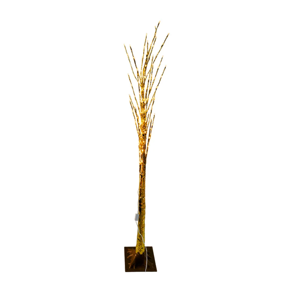 Árbol dorado decorativo con focos led tono cálido, 1.6m de altura / s…