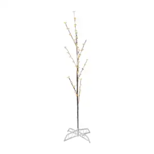 Árbol plateado decorativo con focos led de miniflores tono calido, 1.…