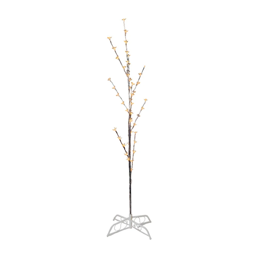 Árbol plateado decorativo con focos led de miniflores tono calido, 1.…