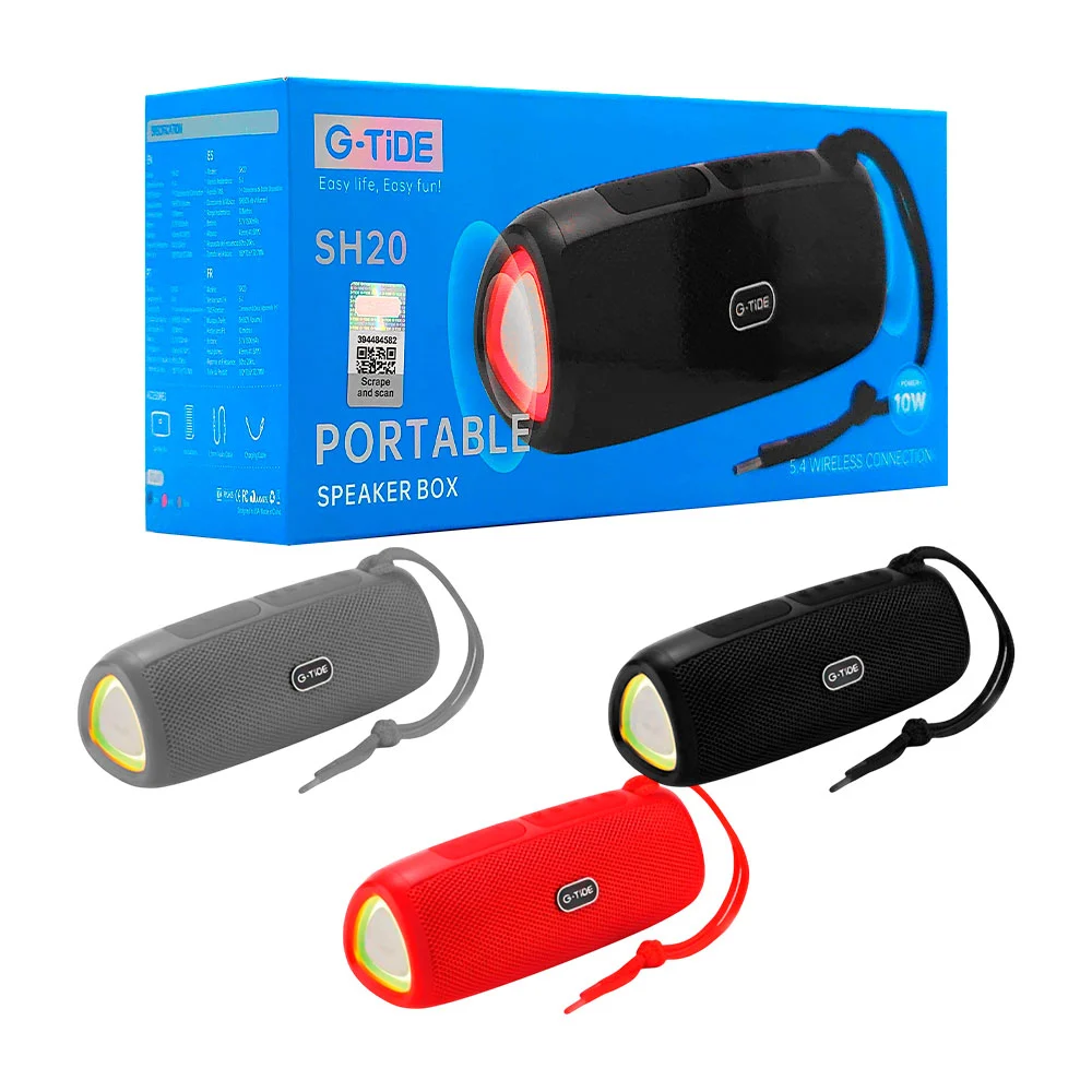 Bocina portátil bluetooth g-tide, triangular con múltiples conectores…