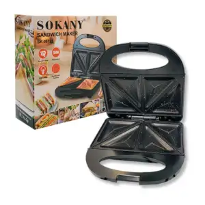 Sandwichera eléctrica antiadherente, 750w, sokany, dos compartimentos…