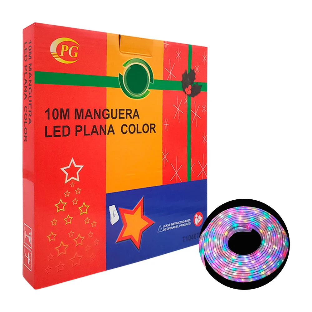 Manguera plana decorativa, 10 mts en tono multicolor, transparente / …