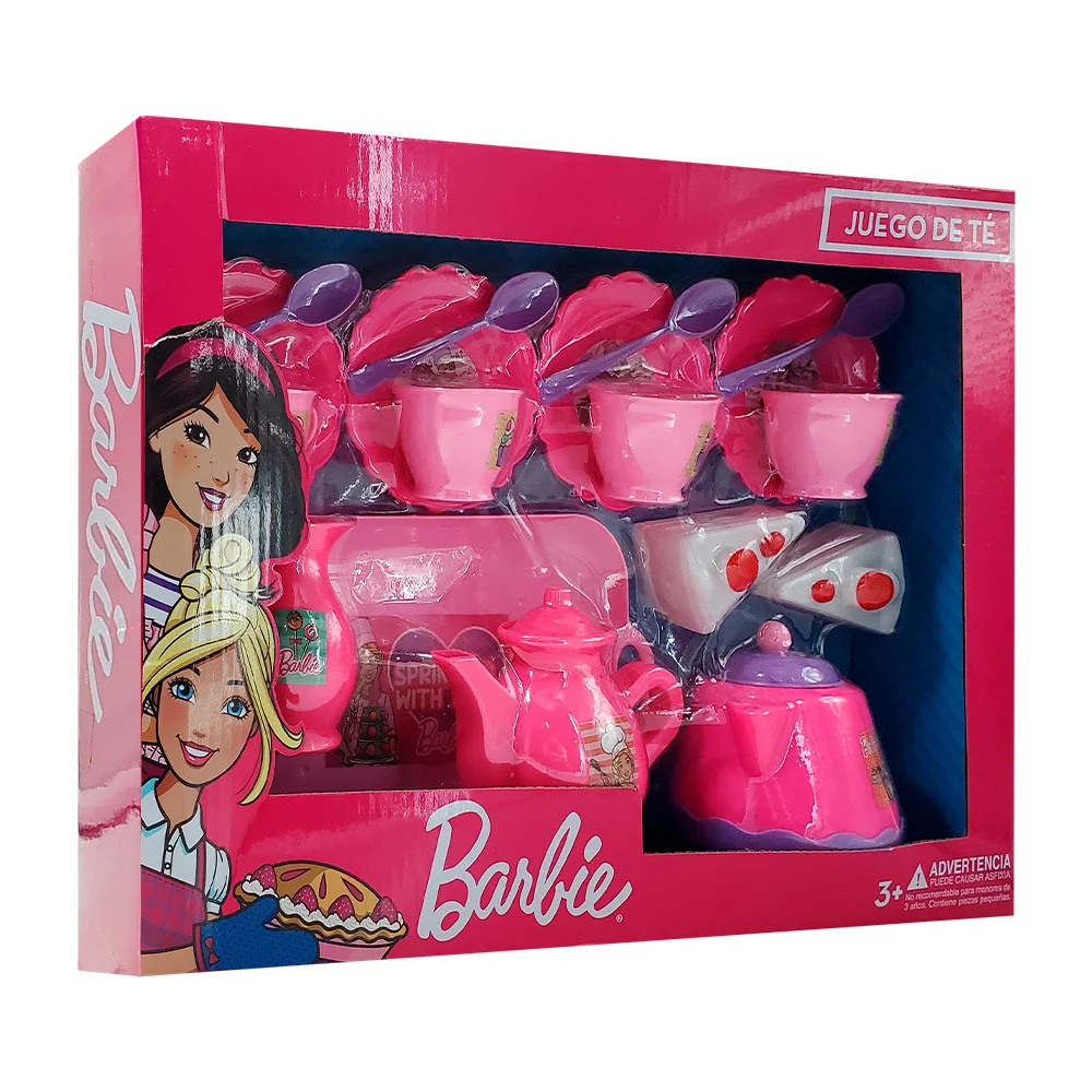 Juego de té infantil con accesorios y temática de barbie