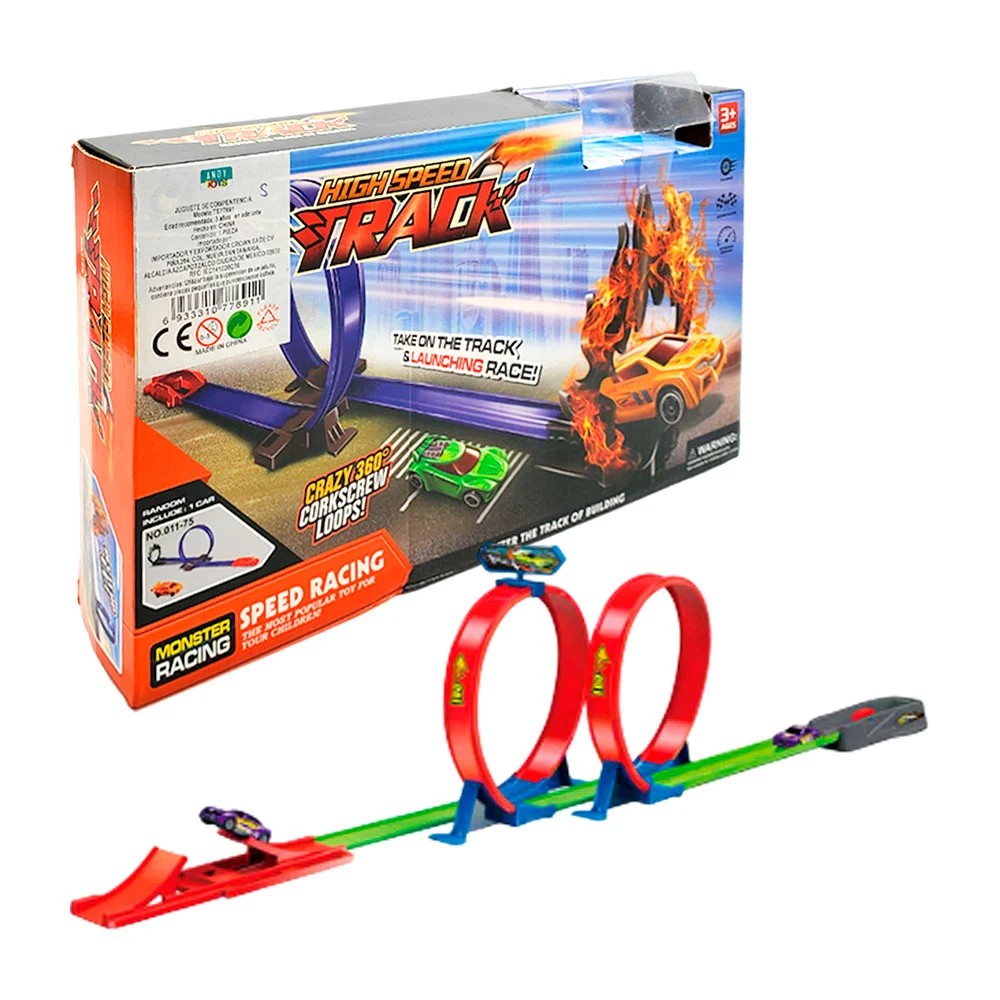 Pista chica armable track con giro 360°, 8pcs y carrito / speed racin…