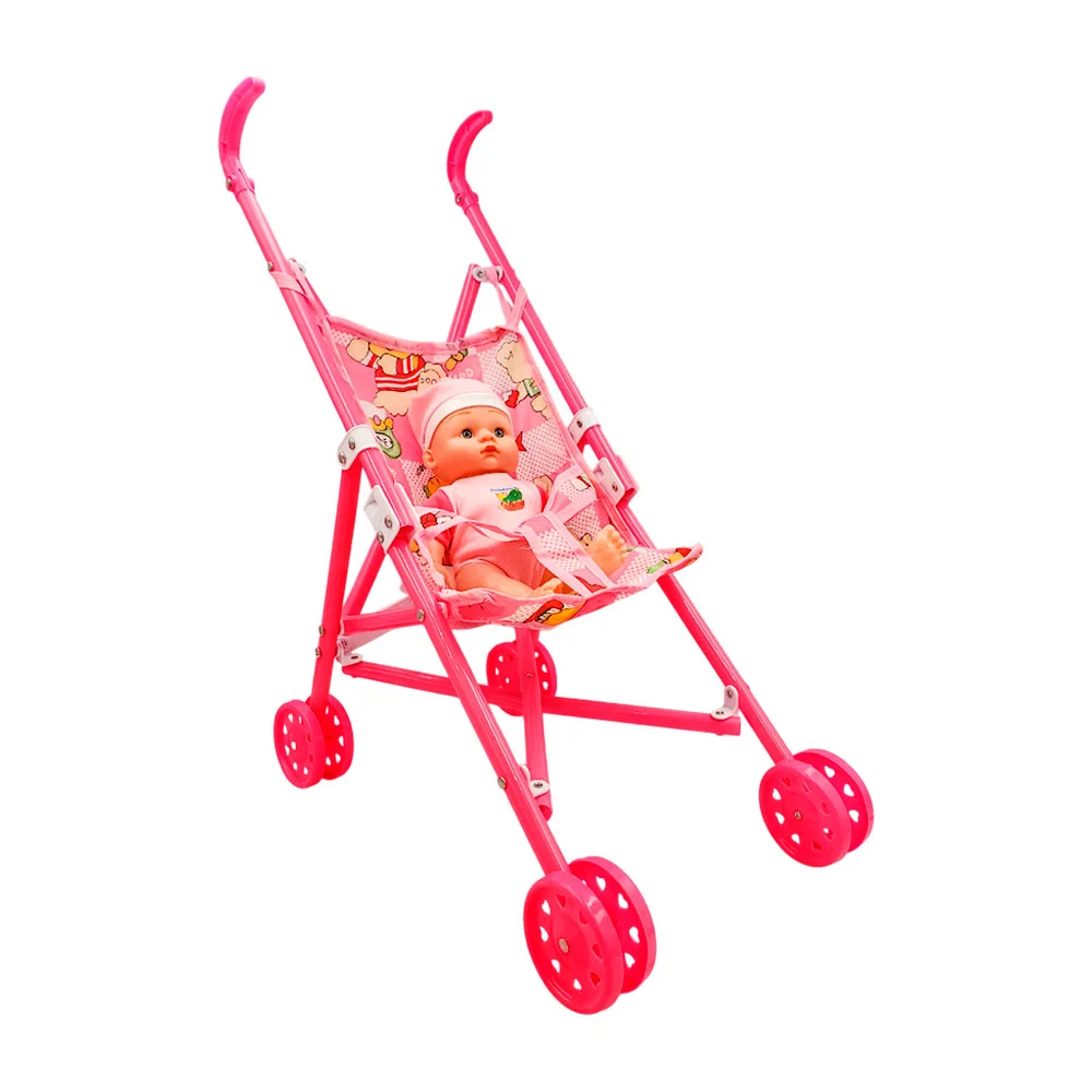 Carreola plegable de juguete + muñeca bebé / baby stroller / snaddock…