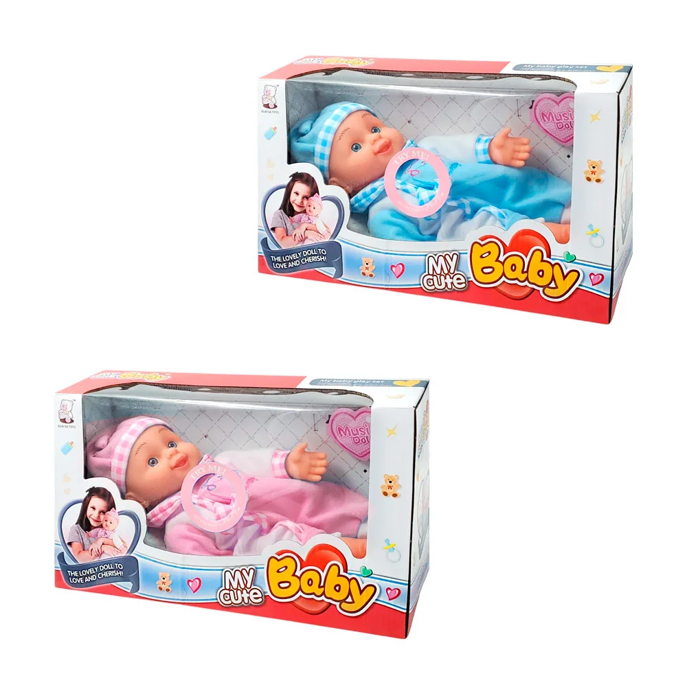 Muñeca bebé my cute baby con mameluco, gorro y música, varios colores…